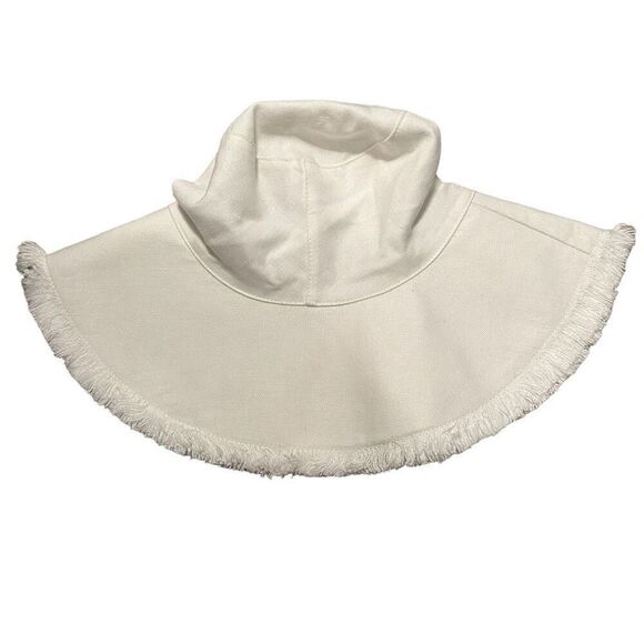 Hat Attack One Size White Packable Canvas Hat Linen Blend SPF Protection Raw Hem - Picture 5 of 6